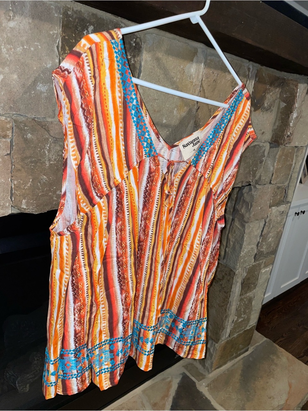 Savanna Jane Boho Striped V-Neck Blouse - Picture 5 of 8